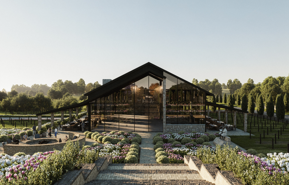 Sixty Six Vines-Canopy-1a The Canopy is a beautiful indoor space with high ceilings, wooden beams, chandeliers, and seating for up to 200 guests