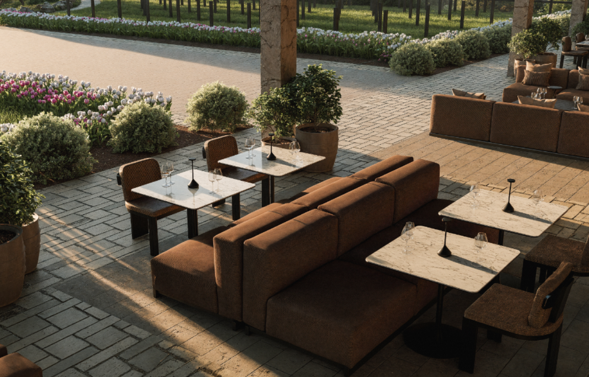 Sixty Six Vines-Canopy-4a High ceilings with wooden beams and chandeliers in The Canopy at Sixty Six Vines