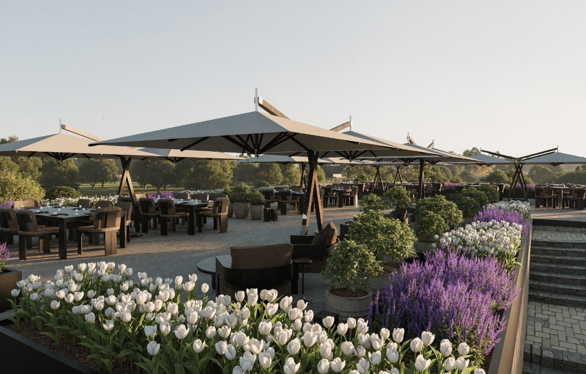 Rooftop Terrace at Sixty Six Vines Oklahoma with open sky and seating for 150 guests
